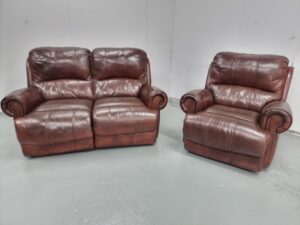 Sofology Heritage Leather 2 and 1 Seat Manual Recliner Sofa and Electric Recliner Chair