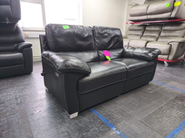 Scs Black Leather 2 Seater Electric Recliner Sofa - Image 4