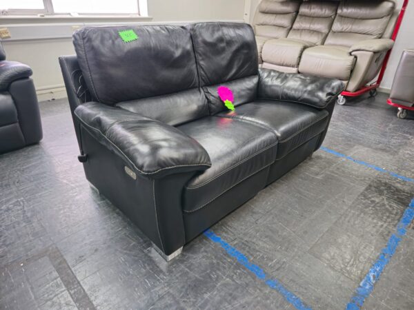 Scs Black Leather 2 Seater Electric Recliner Sofa - Image 2