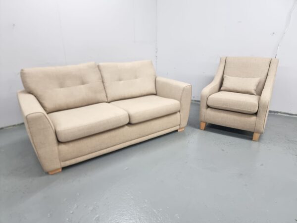 Dfs Beige Fabric 2 and 1 Seater Sofa and Chair - Image 2