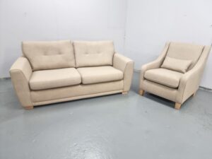 Dfs Beige Fabric 2 and 1 Seater Sofa and Chair
