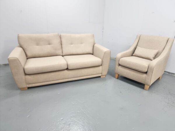 Dfs Beige Fabric 2 and 1 Seater Sofa and Chair