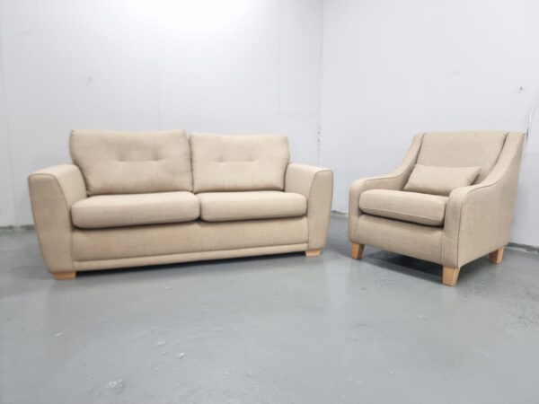 Dfs Beige Fabric 2 and 1 Seater Sofa and Chair - Image 3