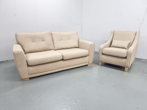 Dfs Beige Fabric 2 and 1 Seater Sofa and Chair - Image 4