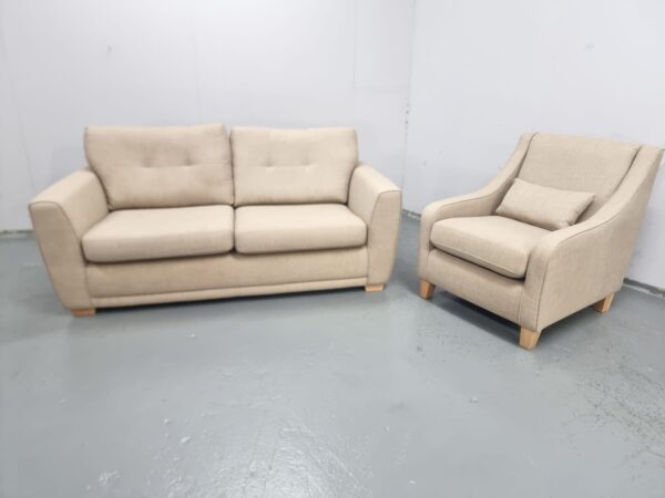 Dfs Beige Fabric 2 and 1 Seater Sofa and Chair - Image 5