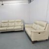 Sofology Cream Leather 3 and 2 Seater Electric Recliner Sofas with USB - Image 3
