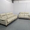 Sofology Cream Leather 3 and 2 Seater Electric Recliner Sofas with USB - Image 4