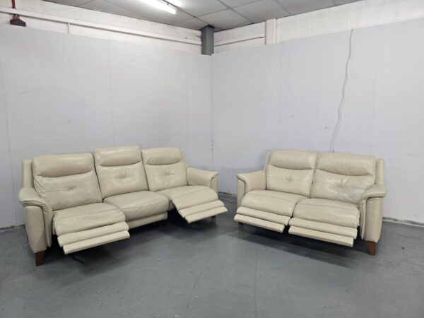 Sofology Cream Leather 3 and 2 Seater Electric Recliner Sofas with USB - Image 5