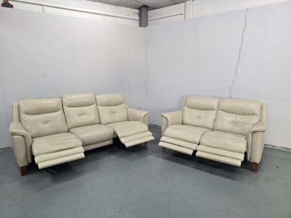 Sofology Cream Leather 3 and 2 Seater Electric Recliner Sofas with USB - Image 6