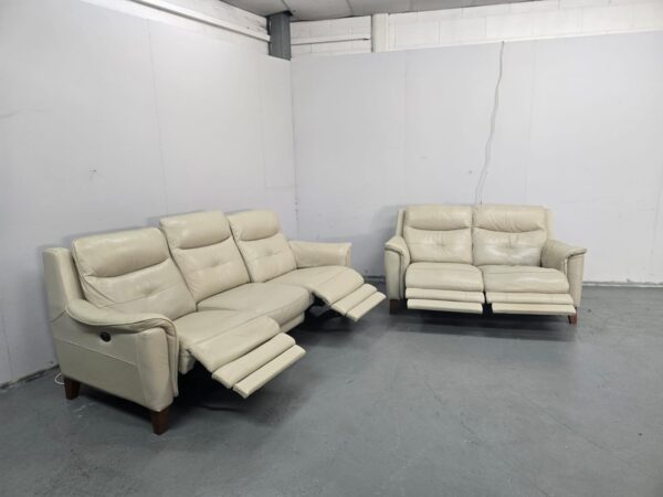 Sofology Cream Leather 3 and 2 Seater Electric Recliner Sofas with USB - Image 7