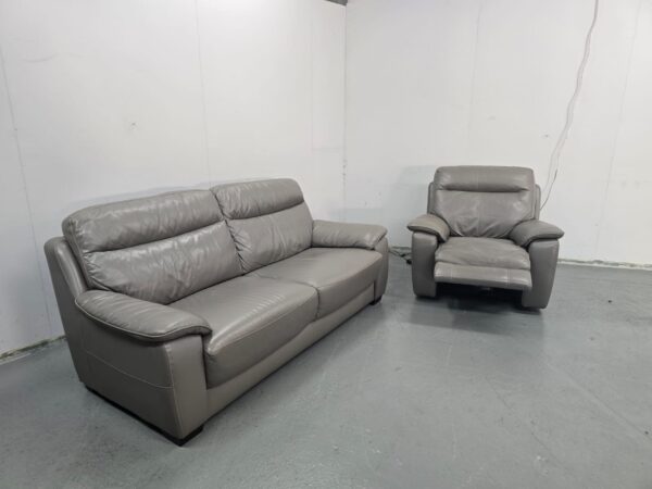 Dfs Grey Leather 3 and 1 Seater Standard Sofa and Electric Recliner Chair - Image 4