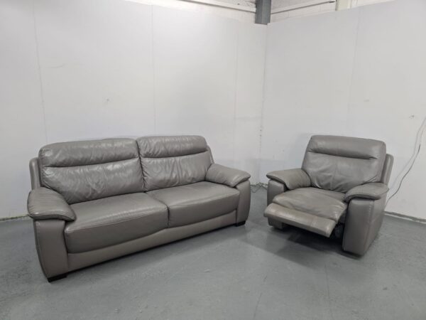 Dfs Grey Leather 3 and 1 Seater Standard Sofa and Electric Recliner Chair - Image 5