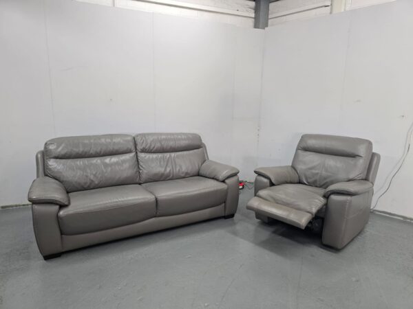 Dfs Grey Leather 3 and 1 Seater Standard Sofa and Electric Recliner Chair - Image 6