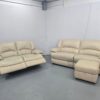 Scs Cream Leather 3 Seater Static and 2 Seater Electric Recliner Sofas with Ottoman - Image 8