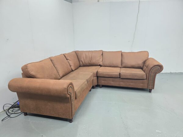 Oakland Tan Suede Corner Sofa - Image 5