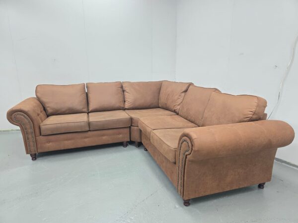Oakland Tan Suede Corner Sofa - Image 4