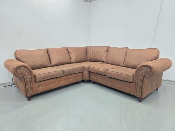 Oakland Tan Suede Corner Sofa