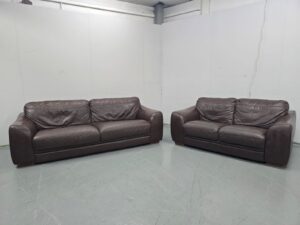 Full Leather Brown 3 and 2 Seater Sofas