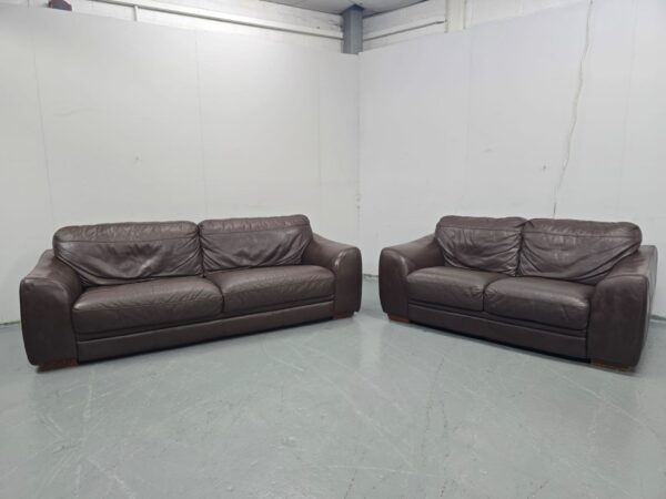 Full Leather Brown 3 and 2 Seater Sofas