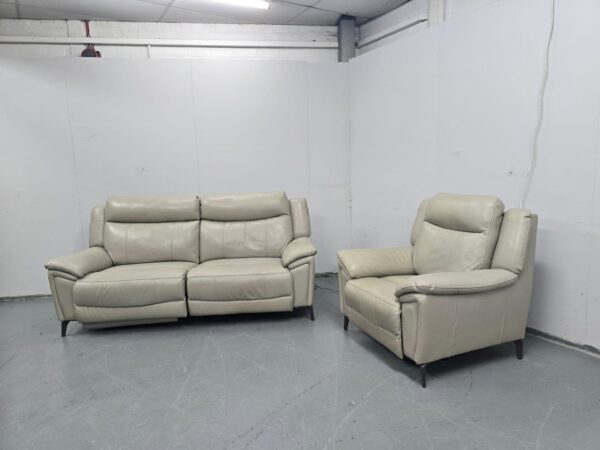 Sofology Grey Leather 3 and 1 Seater Electric Recliner Sofa and Chair - Image 3