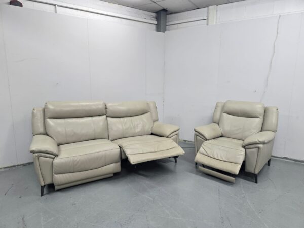 Sofology Grey Leather 3 and 1 Seater Electric Recliner Sofa and Chair - Image 6