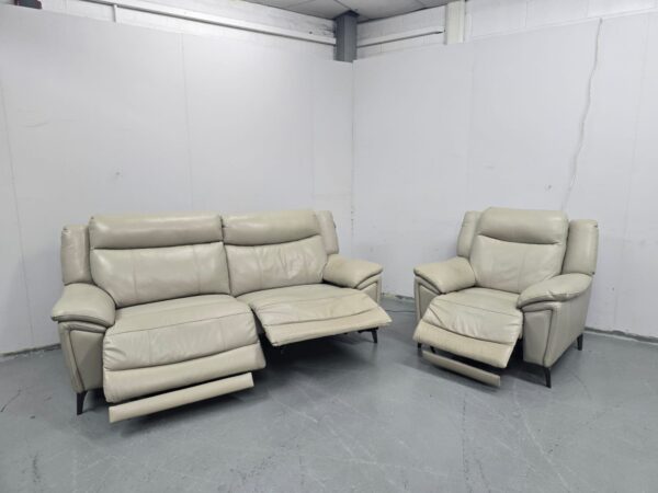 Sofology Grey Leather 3 and 1 Seater Electric Recliner Sofa and Chair - Image 7