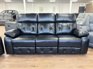 Cody Black Leather 3 Seater Manual Recliner Sofa