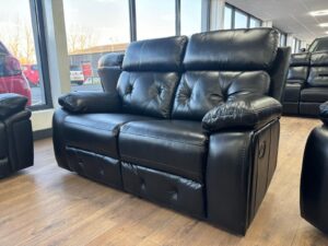 Cody Black Leather 2 Seater Manual Recliner Sofa
