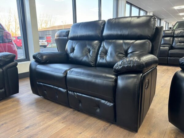 Cody Black Leather 2 Seater Manual Recliner Sofa