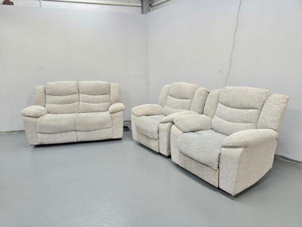 Oak Furniture Land Oat Fabric 3 Piece Suite Electric Recliner Sofa and Chairs - Image 4
