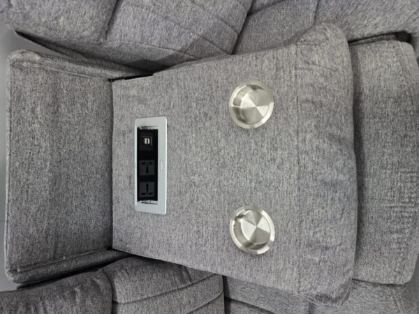 Linden Grey Fabric Electric Recliner Corner Sofa and Chair with Cup Holders and USB - Image 8