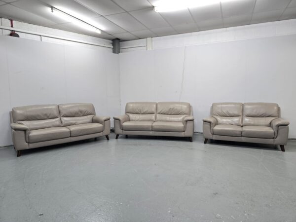 Dfs Grey Leather 3 Piece Suite Static Sofas