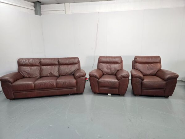 Dfs Italian Leather Brown 3 Piece Suite Sofa and Chairs - Image 3