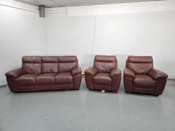 Dfs Italian Leather Brown 3 Piece Suite Sofa and Chairs