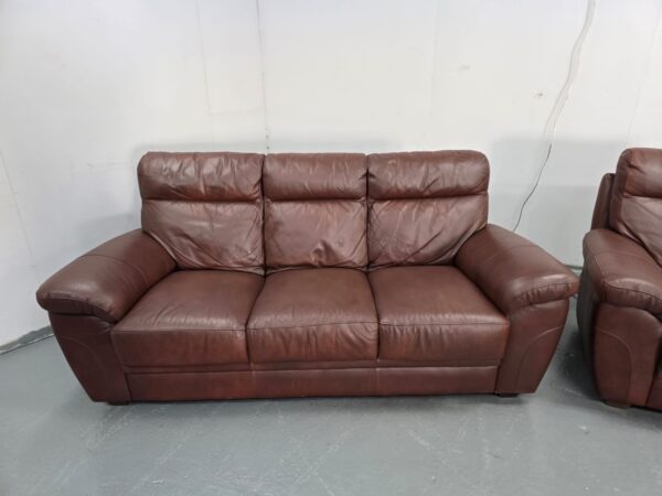 Dfs Italian Leather Brown 3 Piece Suite Sofa and Chairs - Image 5