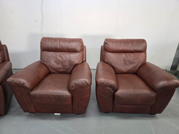 Dfs Italian Leather Brown 3 Piece Suite Sofa and Chairs - Image 6