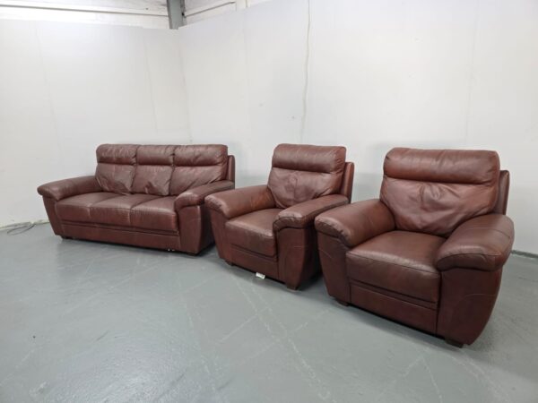 Dfs Italian Leather Brown 3 Piece Suite Sofa and Chairs - Image 4