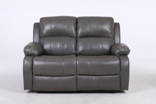 Amberly Grey Leather 2 Seater Manual Recliner Sofa