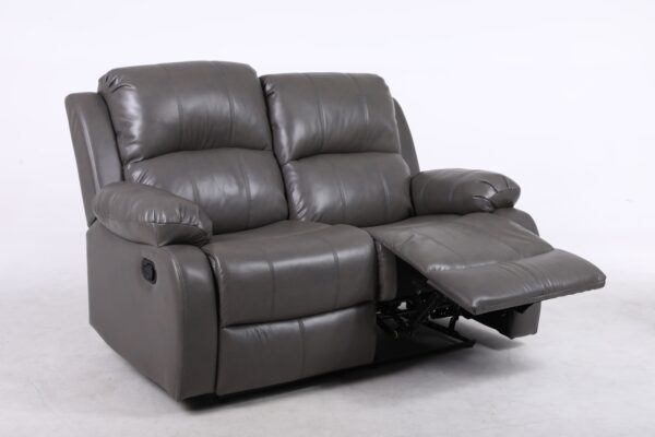 Amberly Grey Leather 2 Seater Manual Recliner Sofa - Image 3