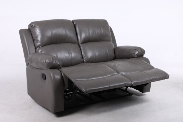Amberly Grey Leather 2 Seater Manual Recliner Sofa - Image 4