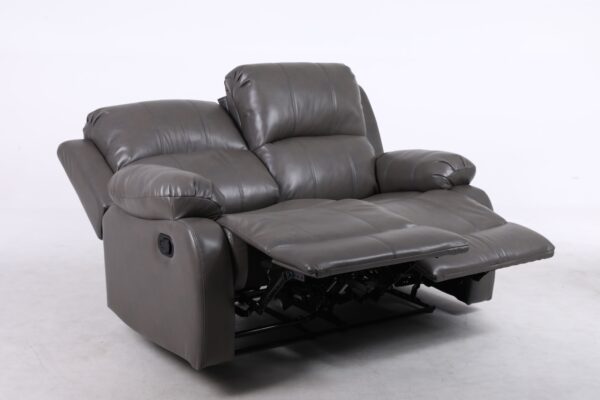 Amberly Grey Leather 2 Seater Manual Recliner Sofa - Image 5