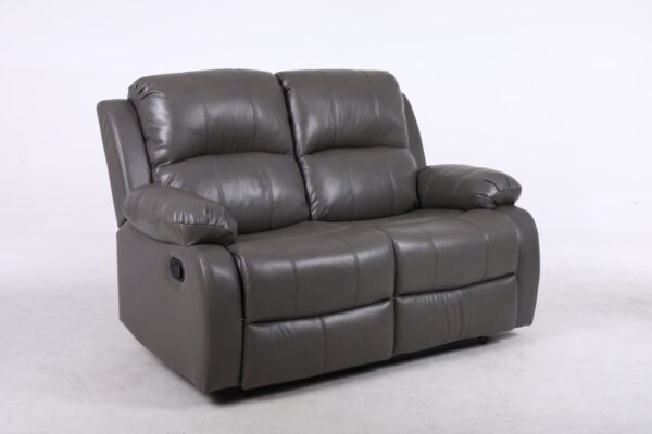 Amberly Grey Leather 2 Seater Manual Recliner Sofa - Image 2