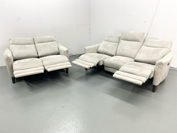 Oak Furniture Land Suede 3 and 2 Seater Electric Recliner Sofas - Image 7