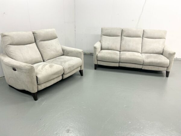 Oak Furniture Land Suede 3 and 2 Seater Electric Recliner Sofas - Image 2