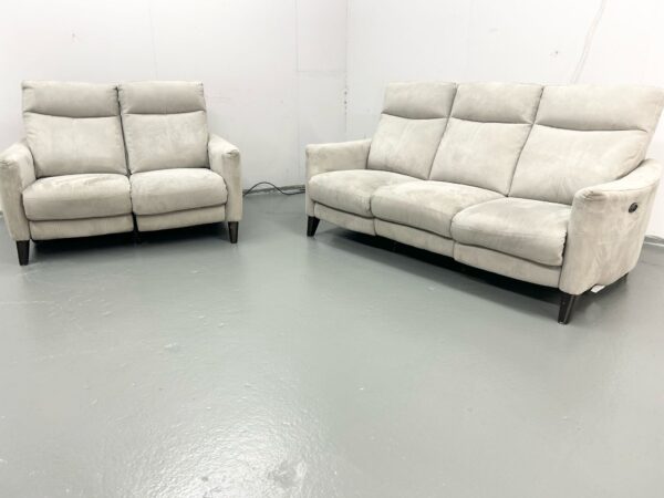 Oak Furniture Land Suede 3 and 2 Seater Electric Recliner Sofas - Image 3