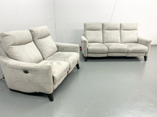 Oak Furniture Land Suede 3 and 2 Seater Electric Recliner Sofas - Image 4