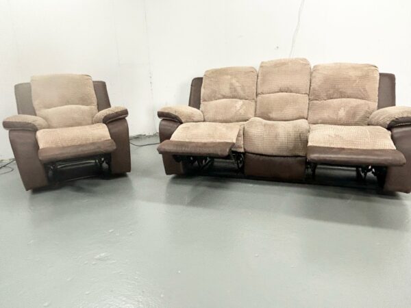 Two-Tone Corded 3 and 1 Seater Manual Recliner Sofa and Chair - Image 5
