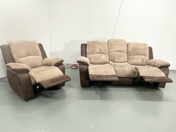 Two-Tone Corded 3 and 1 Seater Manual Recliner Sofa and Chair - Image 6