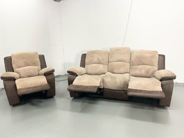 Two-Tone Corded 3 and 1 Seater Manual Recliner Sofa and Chair - Image 7