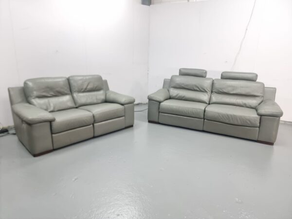 Sofology Grey Leather 3 and 2 Seater Electric Recliner Sofas - Image 3